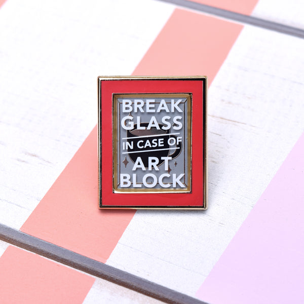 Break in Case of Art Block Enamel Pin - Red