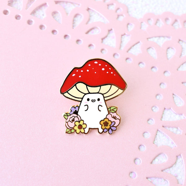 Springtime Buddy Mushroom Enamel Pin