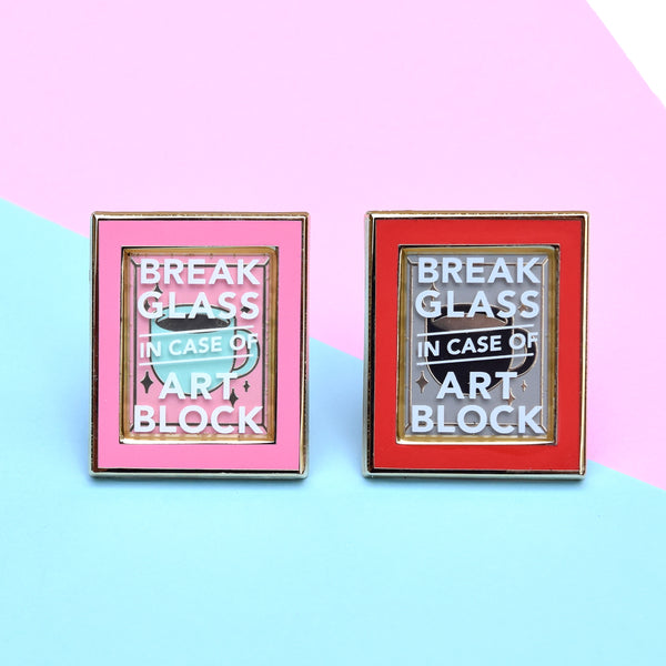 Break in Case of Art Block Enamel Pin - Red