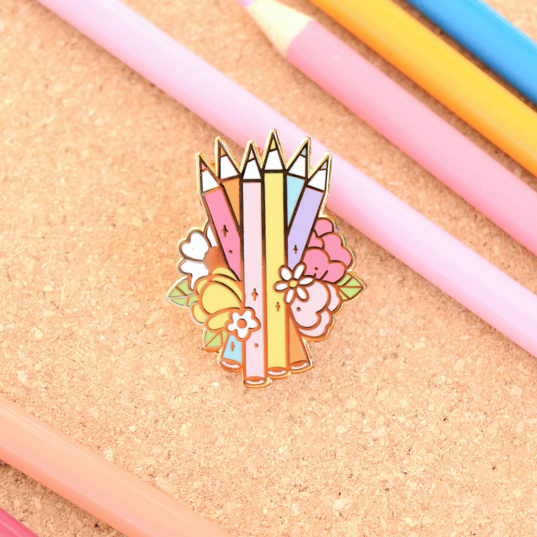 Rainbow Colored Pencils Enamel Pin