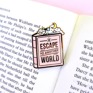 Escape to Another World Book Enamel Pin