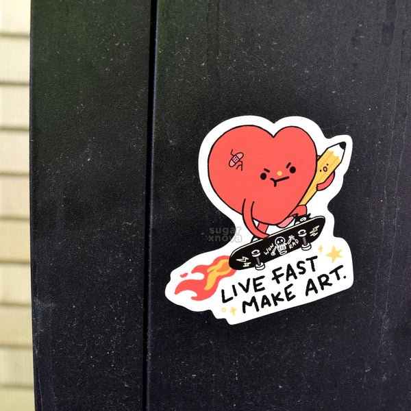 Live Fast Make Art - Heart Sticker