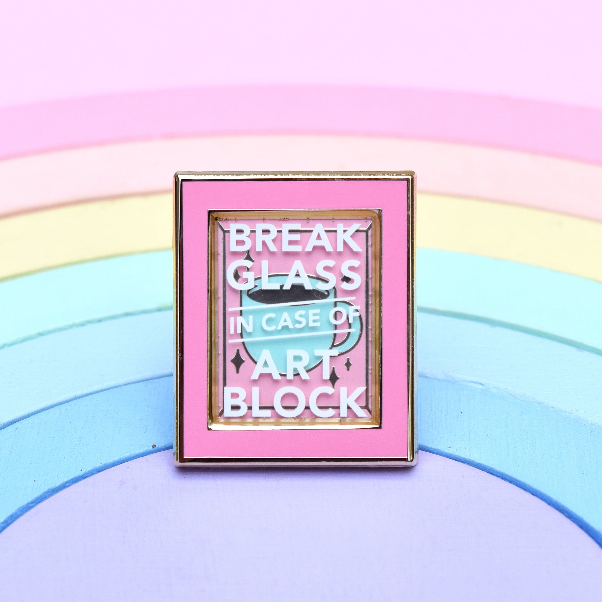 Break in Case of Art Block Enamel Pin - Pink
