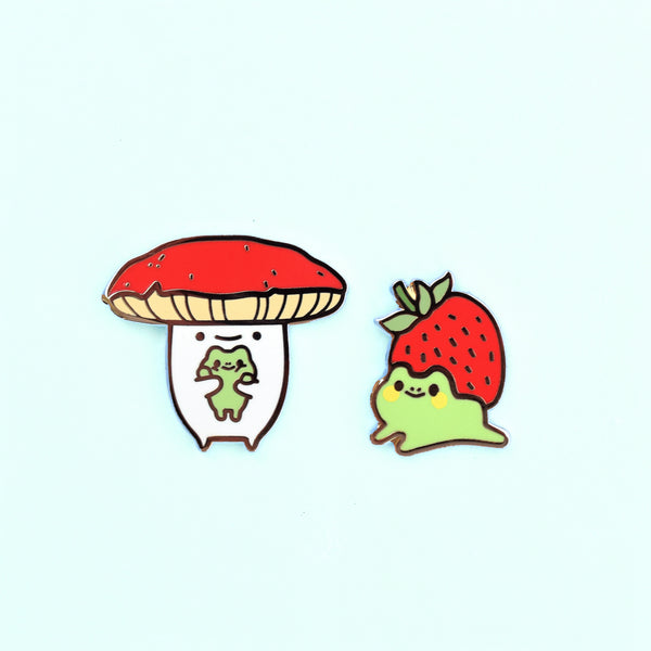 Strawberry Frog Enamel Pin