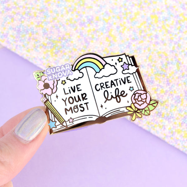 Sketchbook Enamel Pin - Live Your Most Creative Life