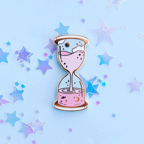 Space and Time Hourglass Pin - Pink