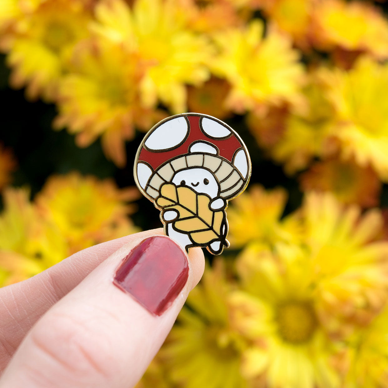 Leaf-Lover Mushroom Buddy Pin
