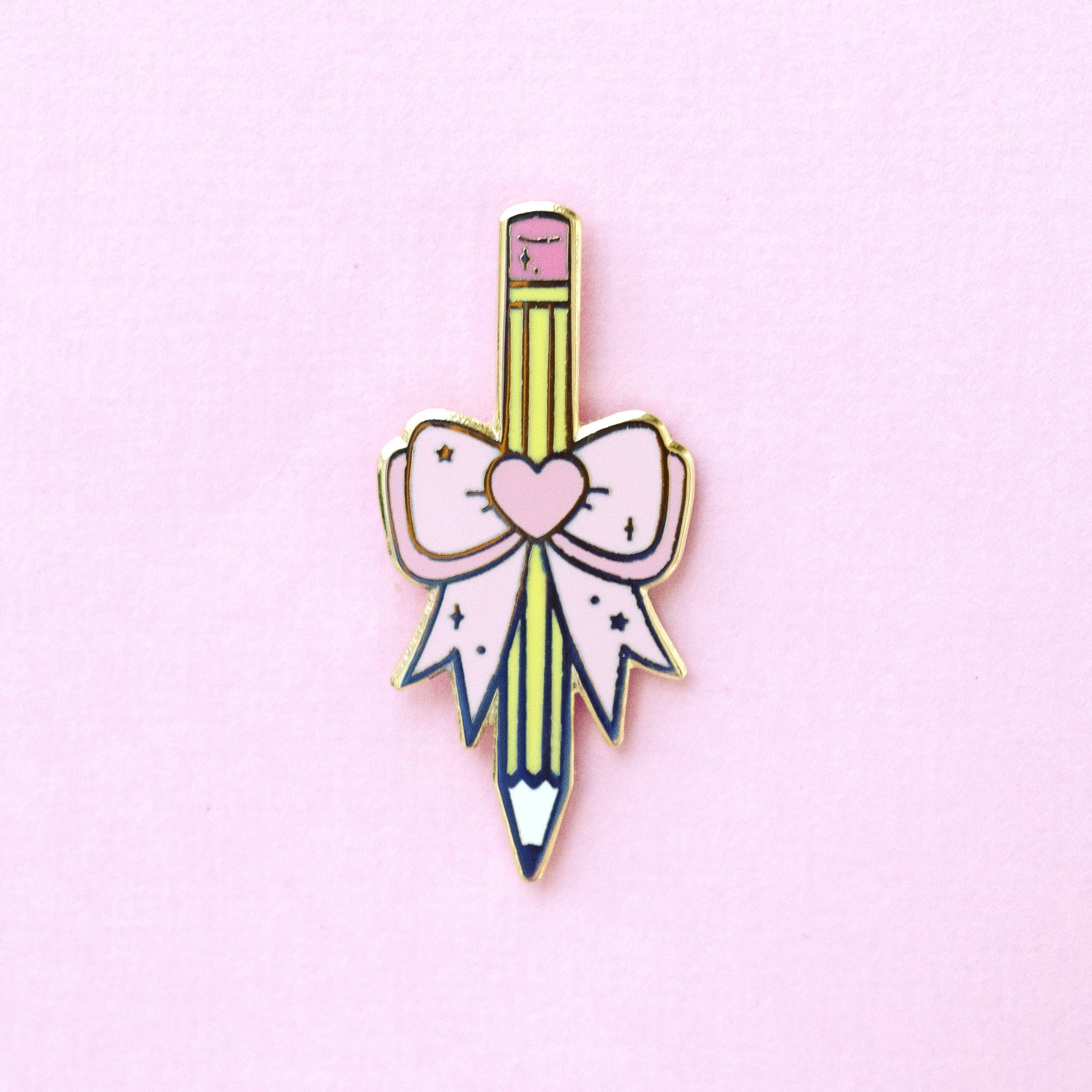 Pencil with Bow Pin - Pink