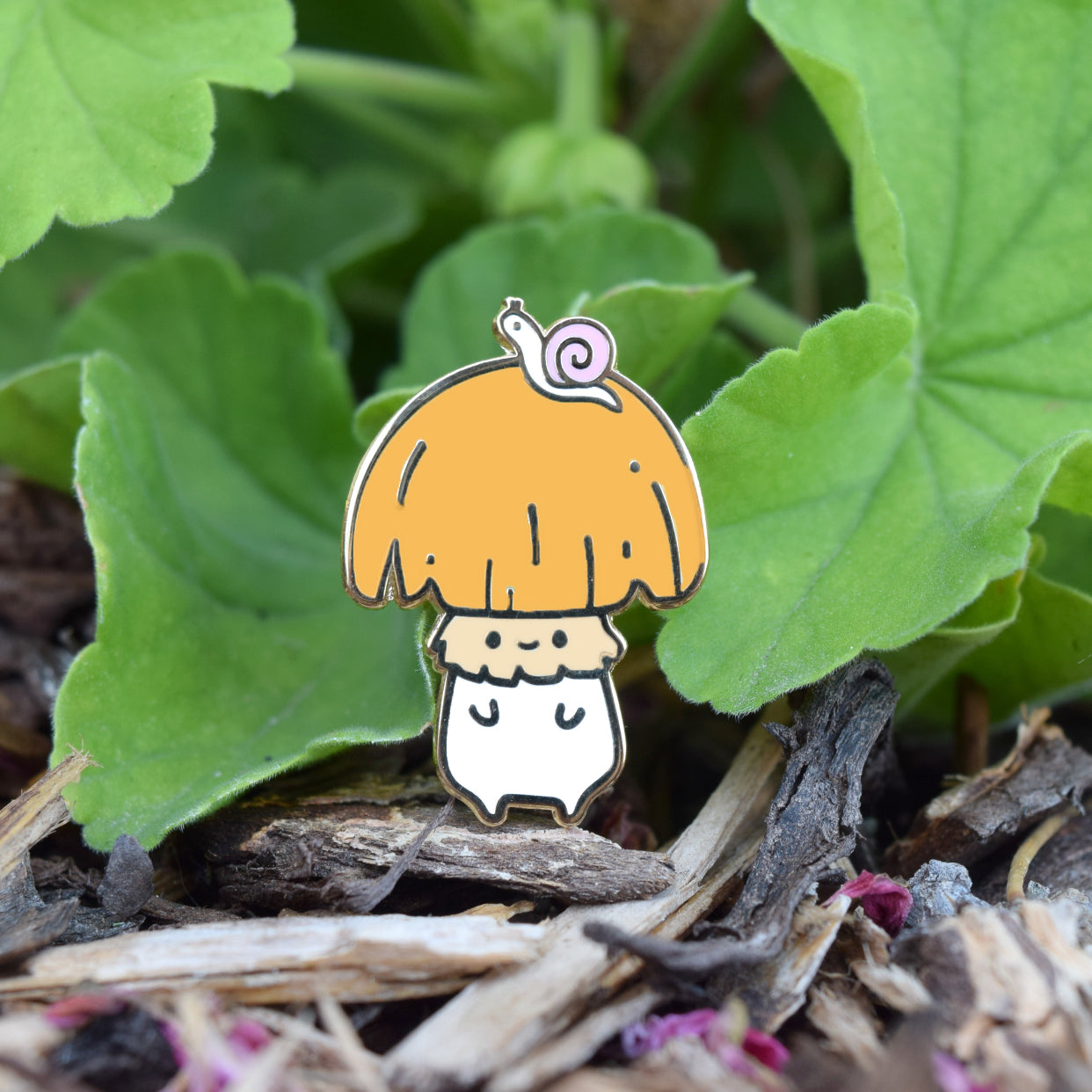 Snail Mushroom Buddy Enamel Pin